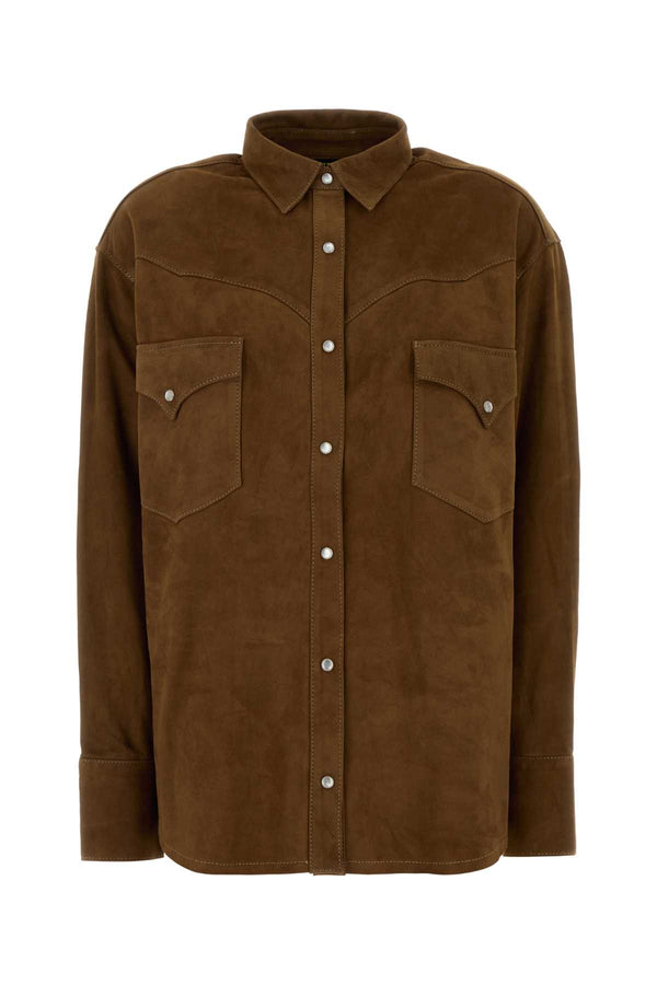 Lois Pocket 100% Suede shirt in brown