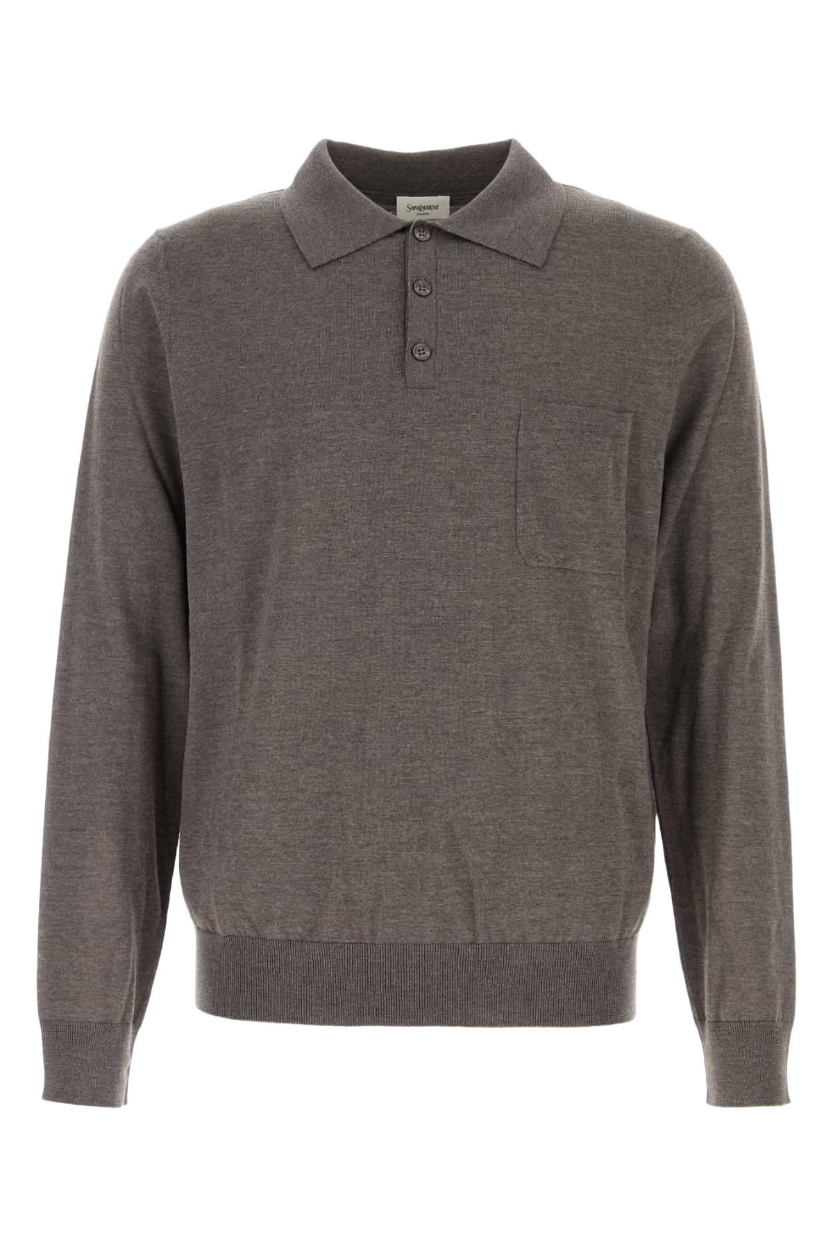 Grey Wool Polo Shirt Taupechine Exterior: Virgin