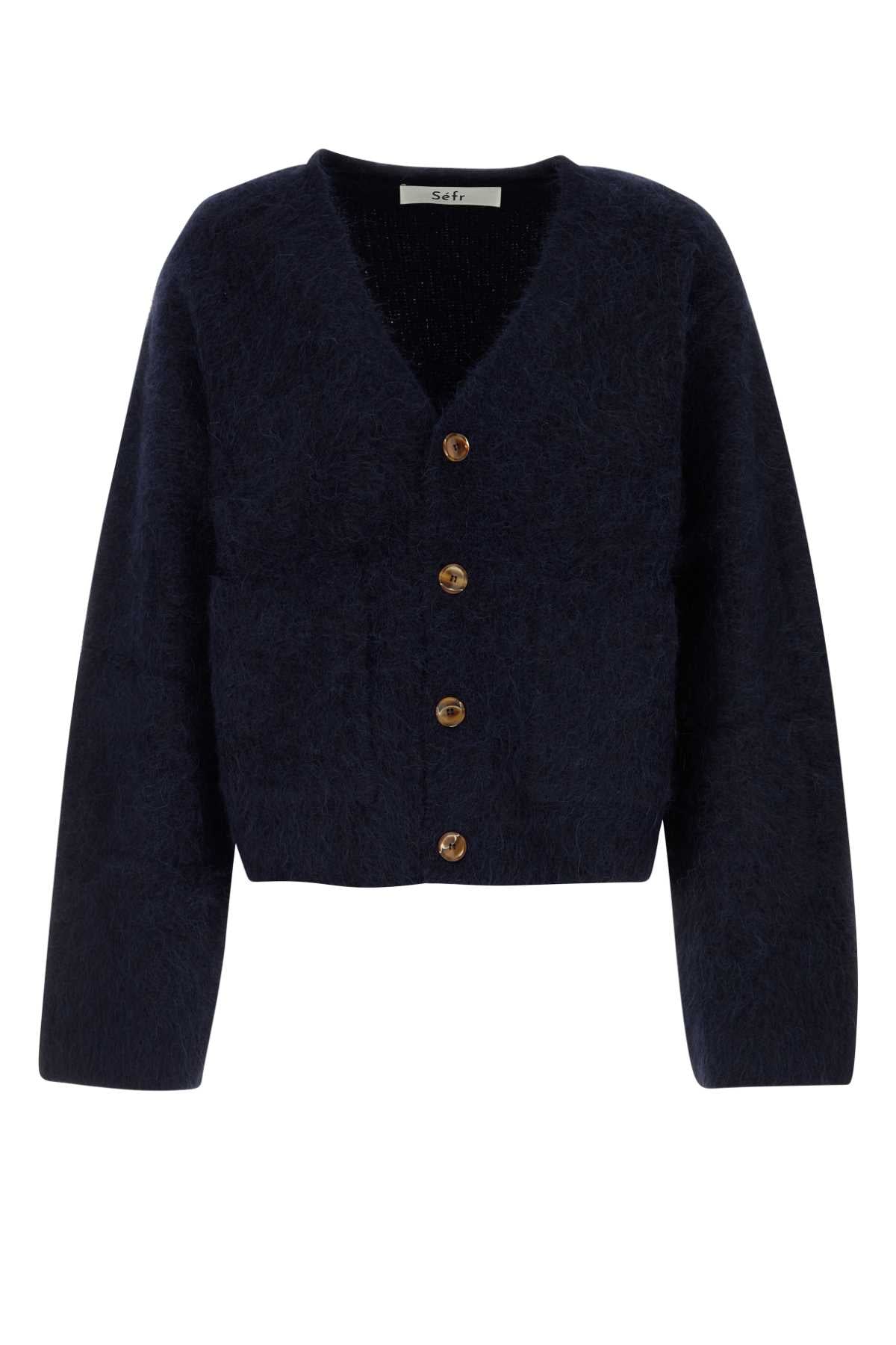 Dark Blue Stretch Alpaca Blend Lee Cardigan Neptunealpaca Maglie