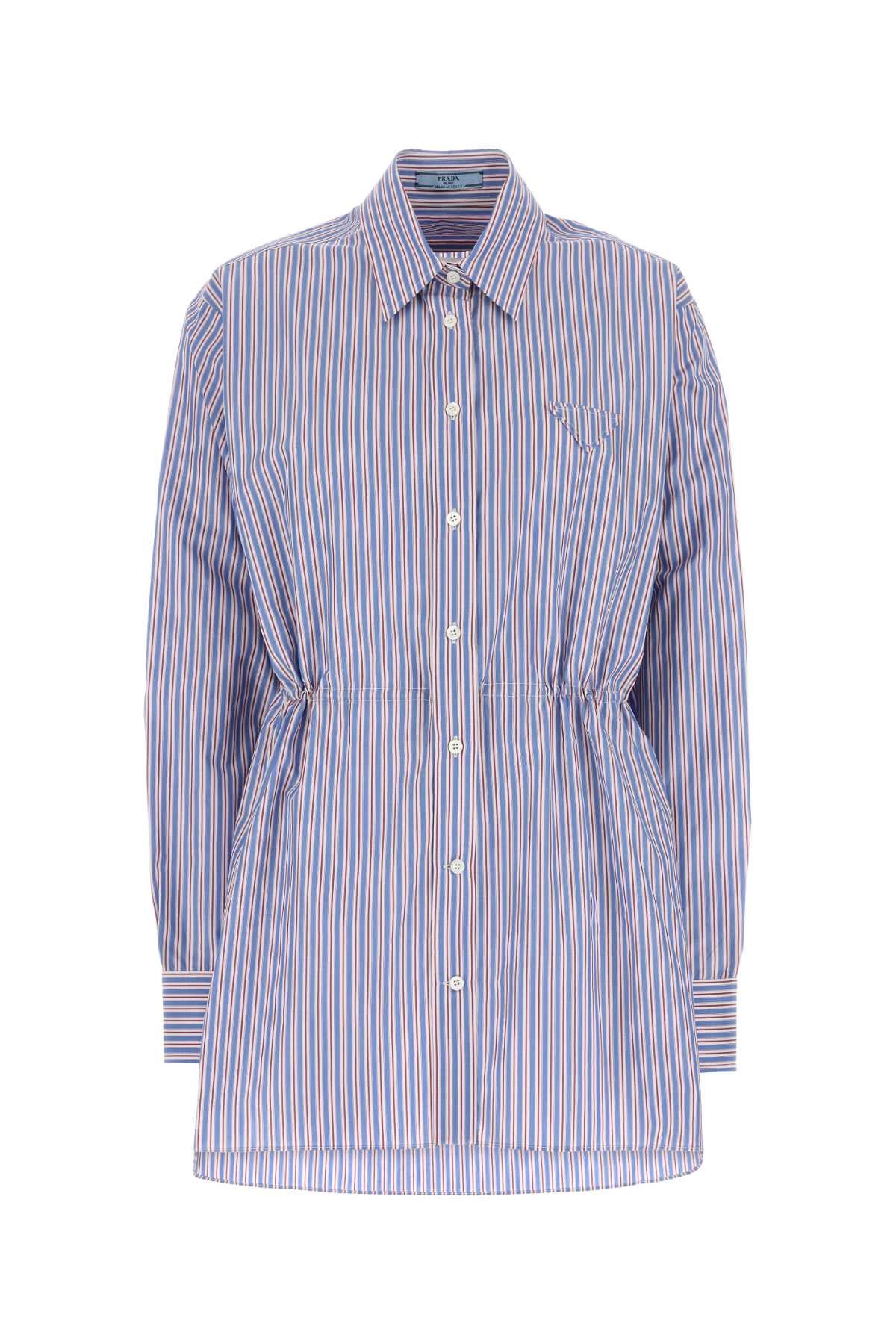 Embroidered Poplin Shirt Azzurro Exterior: Cotton Camicie