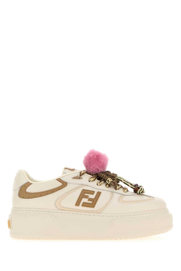 Fendi Exterior: 100% Calf; Interior: 100% Fabric; Sole: Rubber sneaker in beige