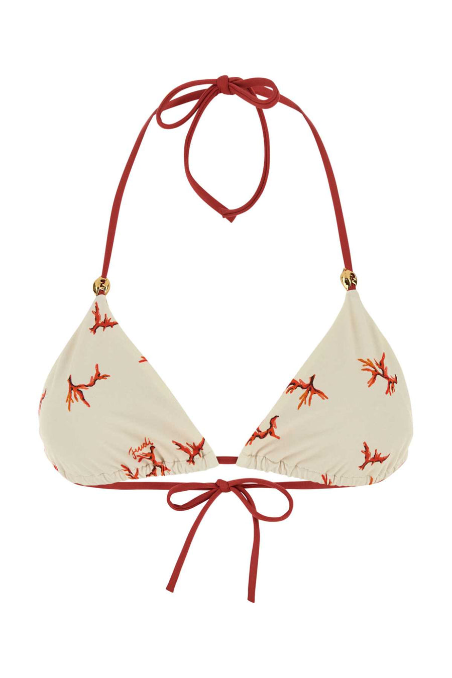 Fendi Coral Exterior: 78% Nylon 22% Elastane; Lining: 82% Nylon 18% Elastane bikini top in beige