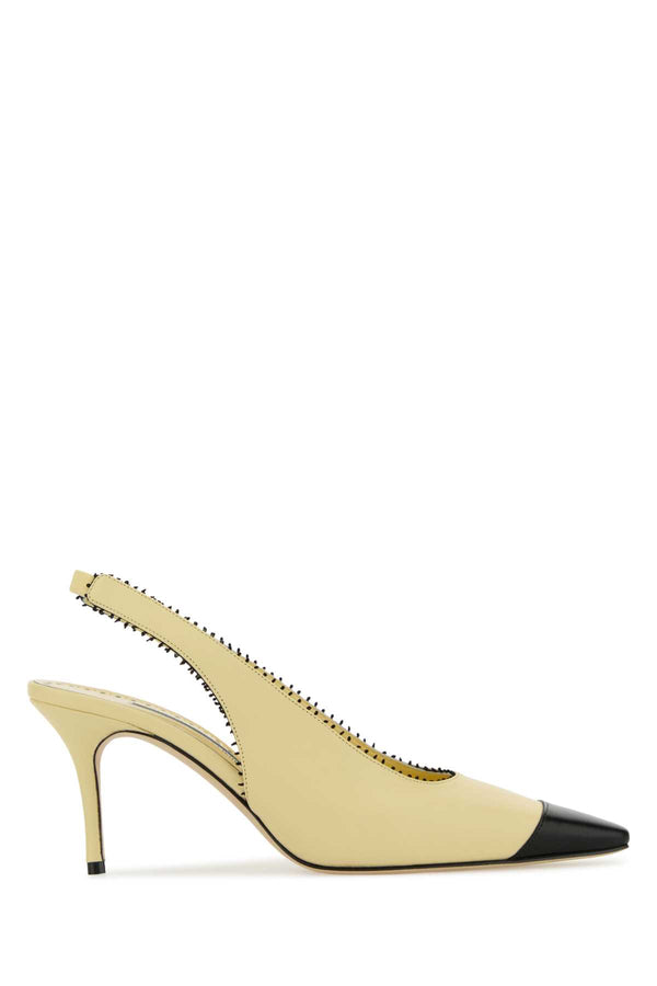 Manolo Blahnik Mone Exterior: 100% Nappa leather; Interior: 100% Leather; Sole: Leather slingback heel in yellow