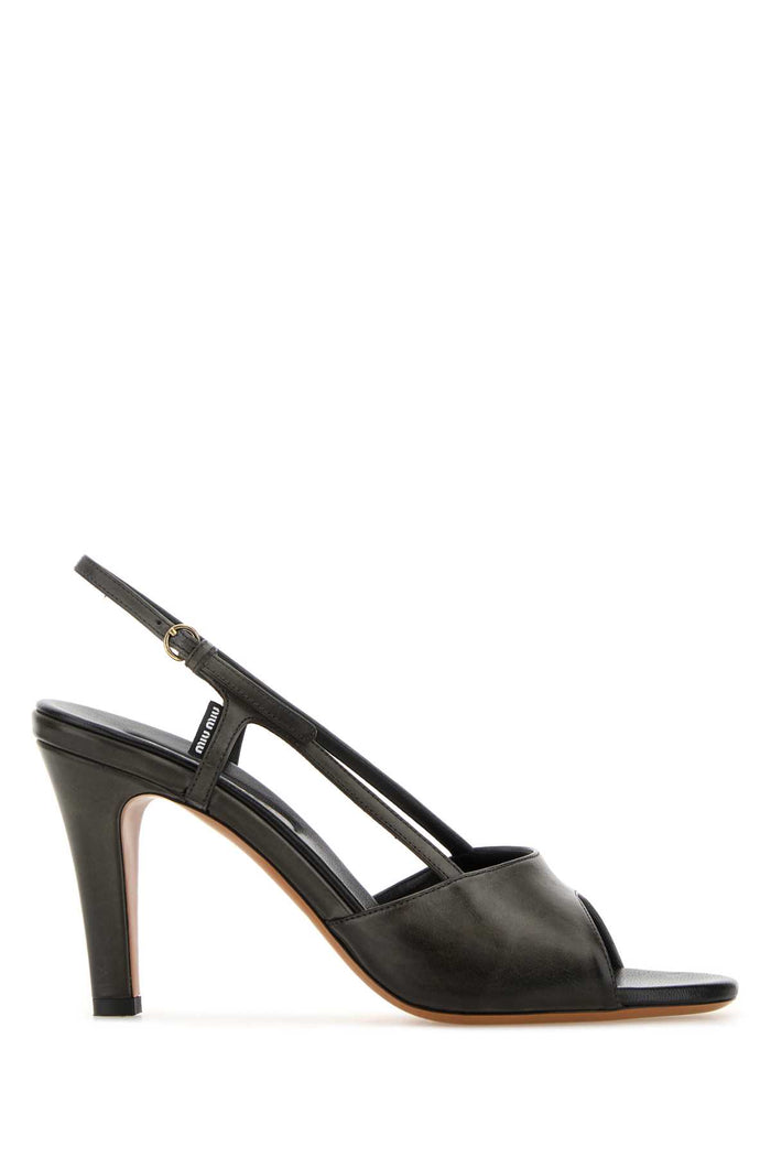 Black Leather Sandals Nero Calfleather Sandali