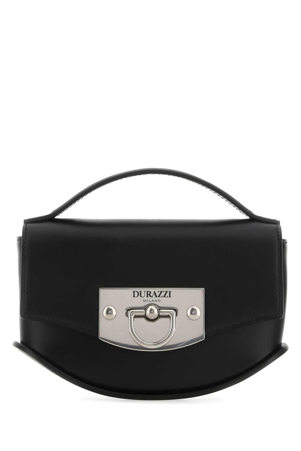 Black Leather Mini Swing Handbag Metallo Argentato Anticato Borse A Mano