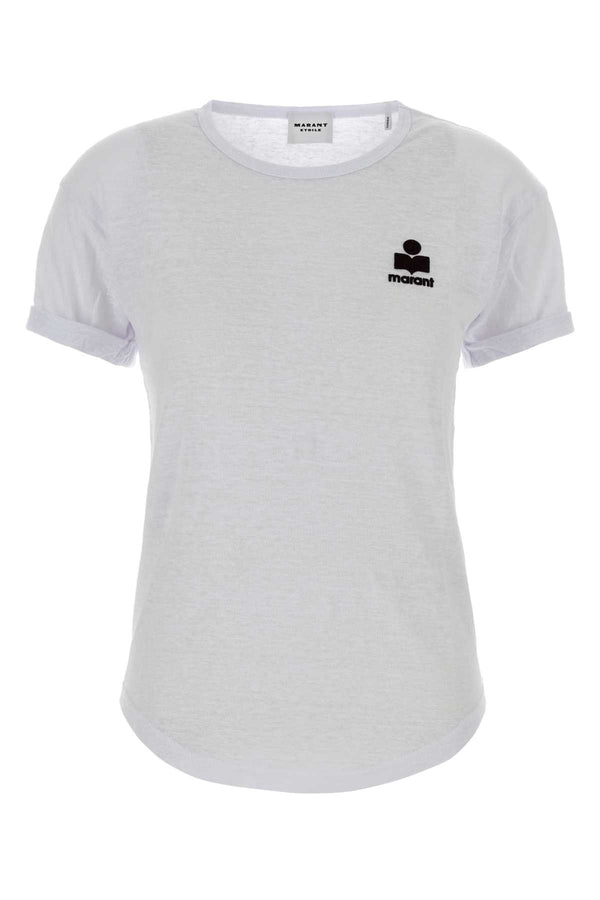 Isabel Marant Etoile 100% linen with 100% polyester flock t-shirt in white