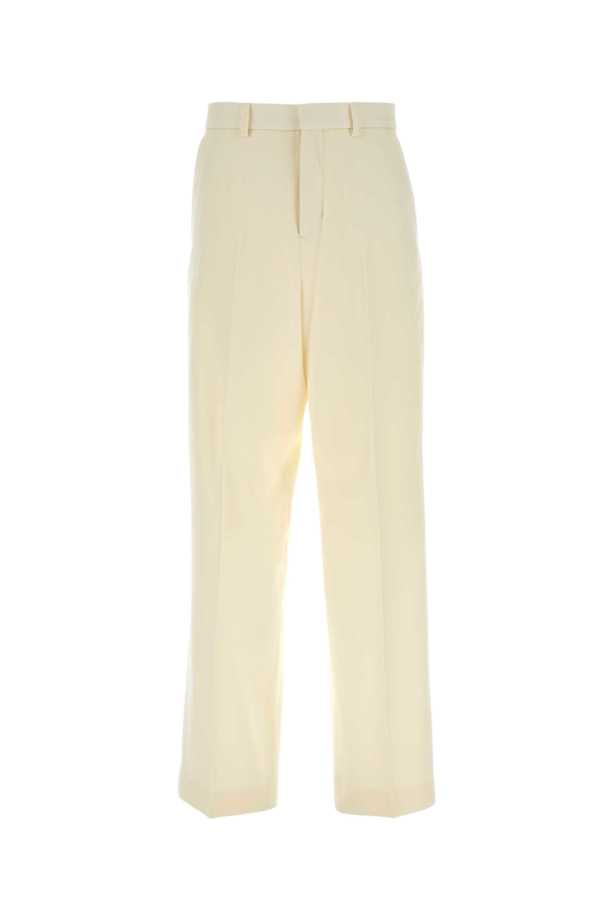 Ivory Wool Wide-Leg Pant Ivoire Exterior: Virgin Pantaloni