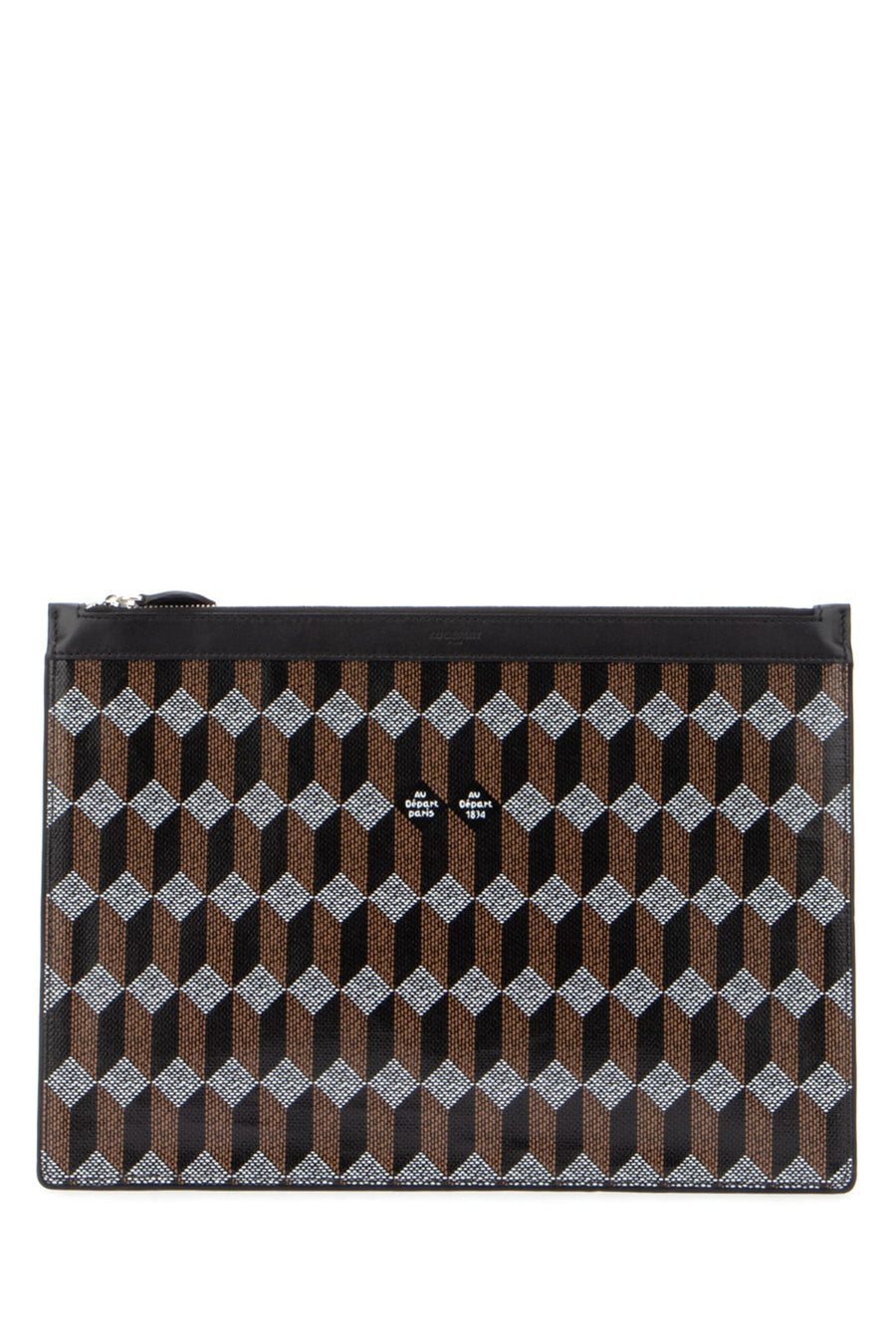 Au Depart Jacquard weave card case in black