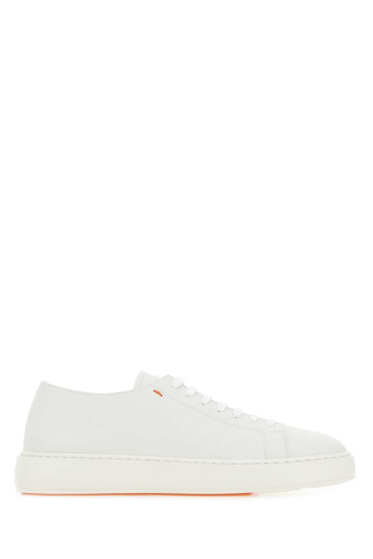White Leather Sneakers Calf Goat Lamb Rubber