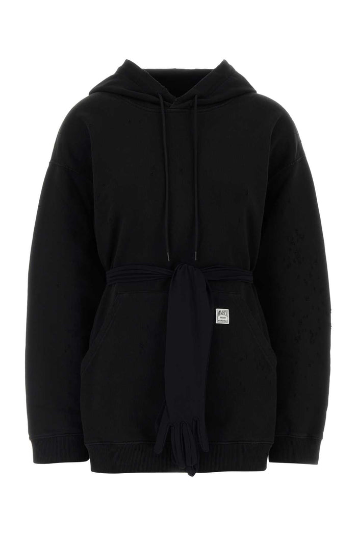 Black Cotton Mini Sweatshirt Dress Cotone Abiti