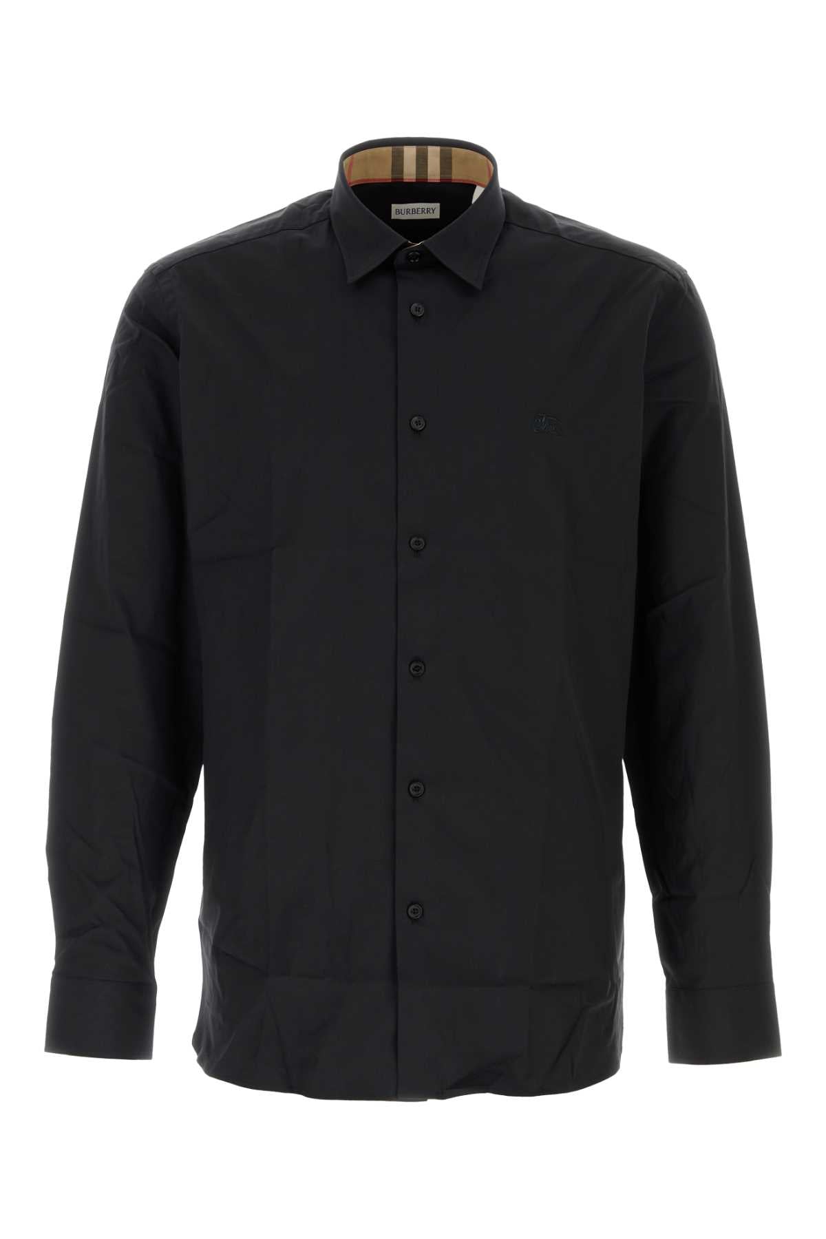 Black Stretch Poplin Shirt Cotton Elastane Camicie