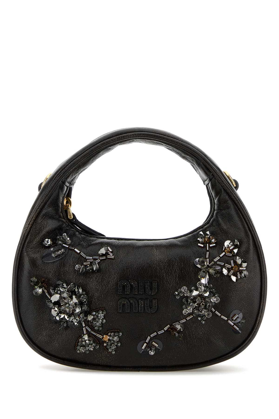 Miu Miu Exterior: 100% Nappa leather. Lining: 100% Fabric. Finishing: Golden metal shoulder bag in brown