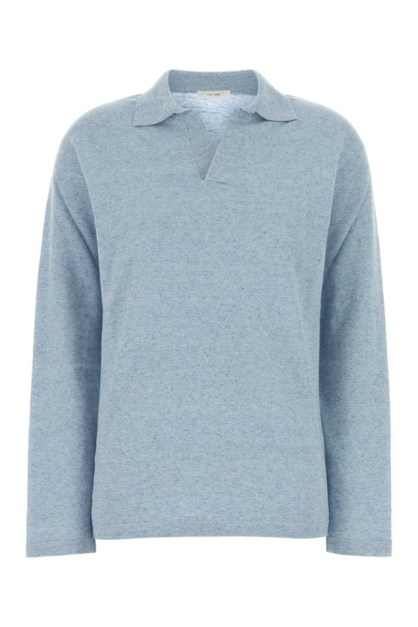 The Row 88% Cotton 12% Linen polo shirt in blue