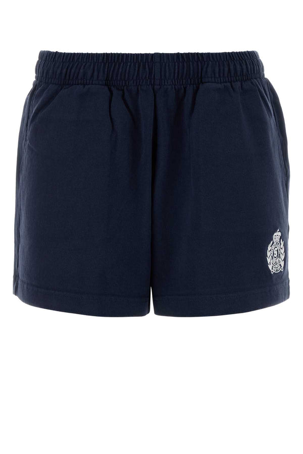 Sporty & Rich Crest 100% Cotton shorts in navy
