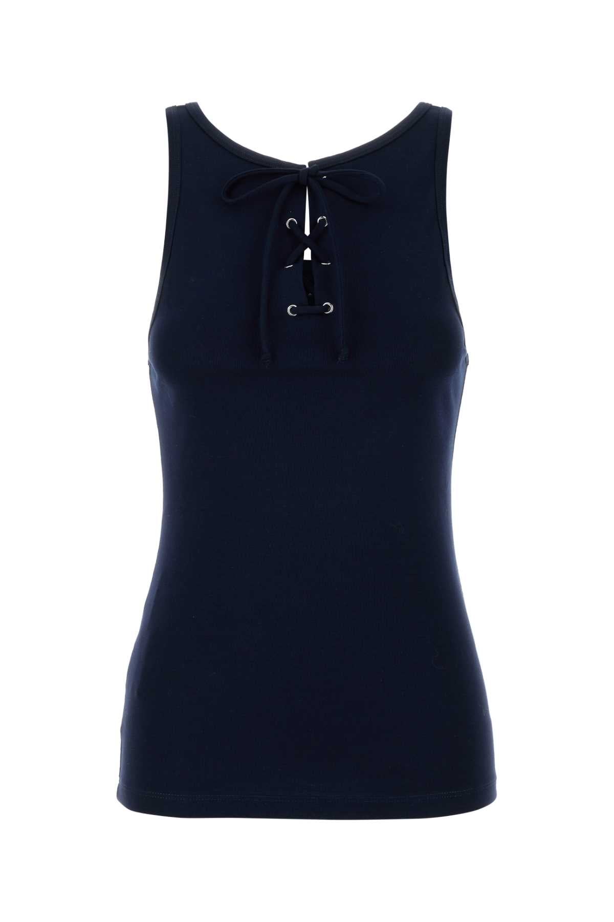 Navy Blue Cotton Tank Top Maglie