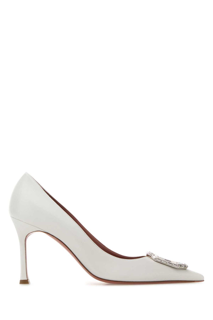 White Leather Camelia Pumps White90mmsrheel Scarpe Con Tacco