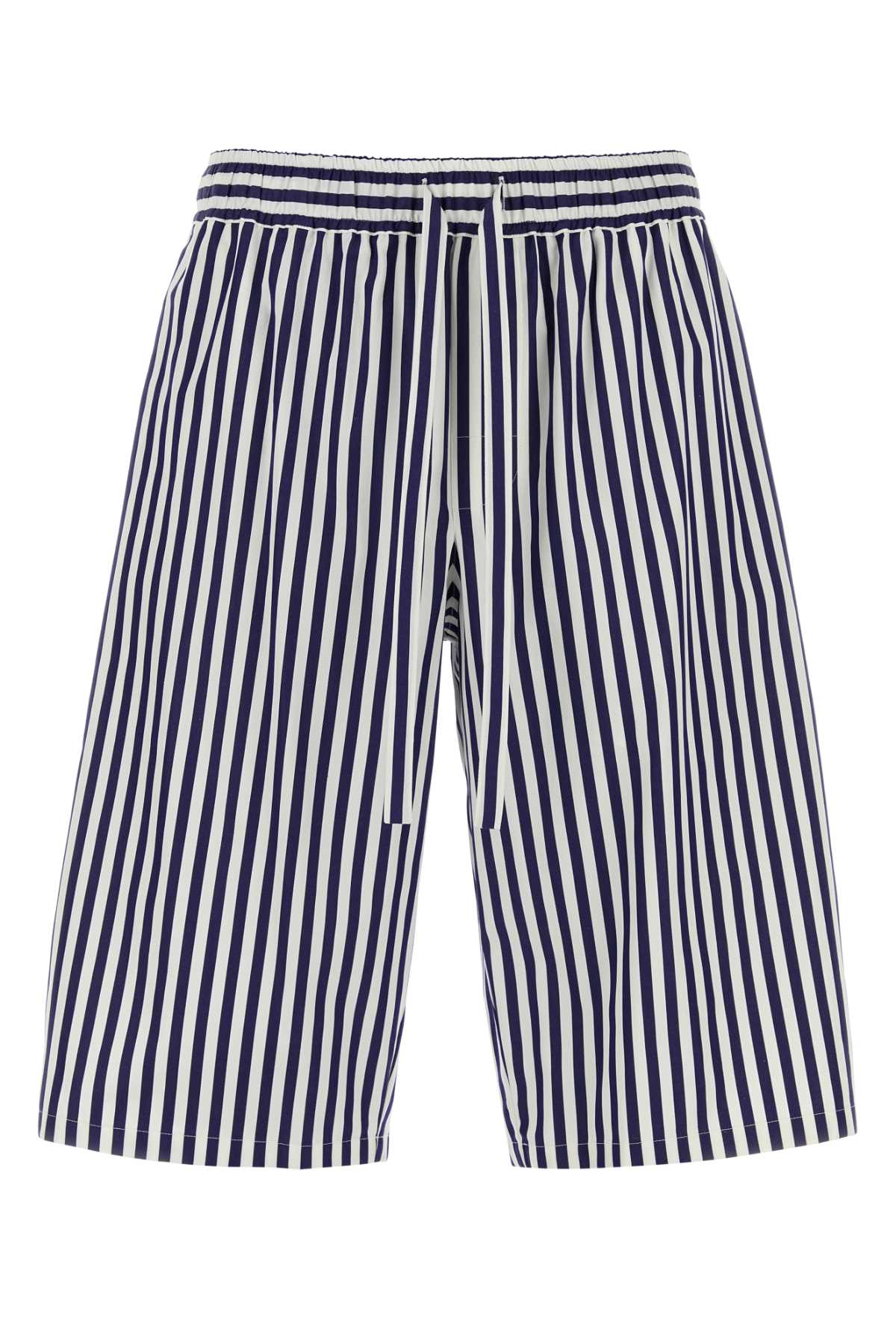 Embroidered Poplin Bermuda Shorts Rigato Exterior: Cotton Silk Pantaloni