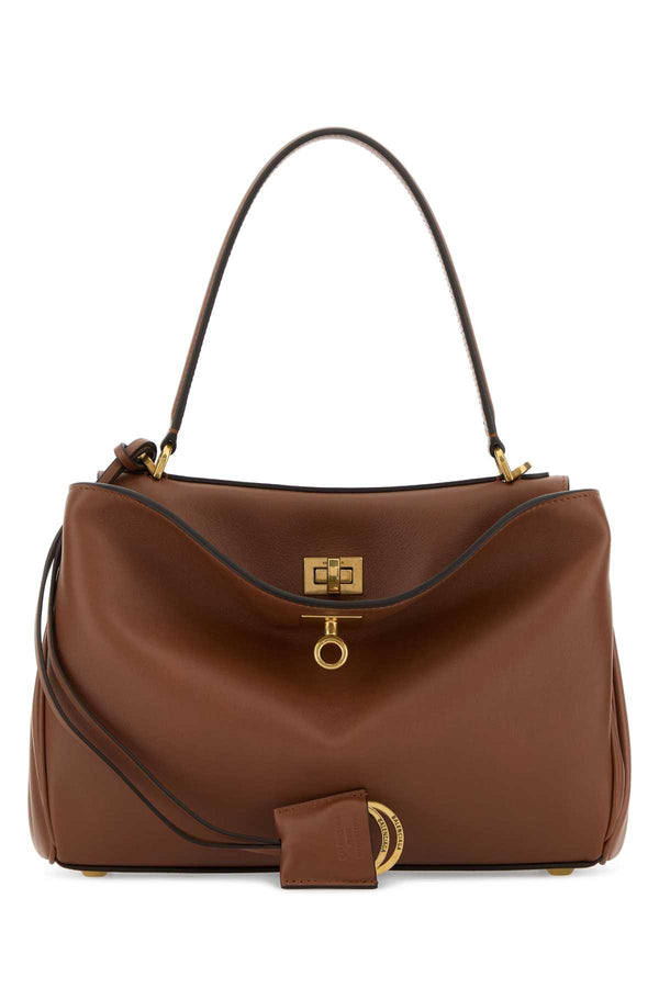 Balenciaga Handle T Domesticated Calf Leather 100% top handle bag in brown