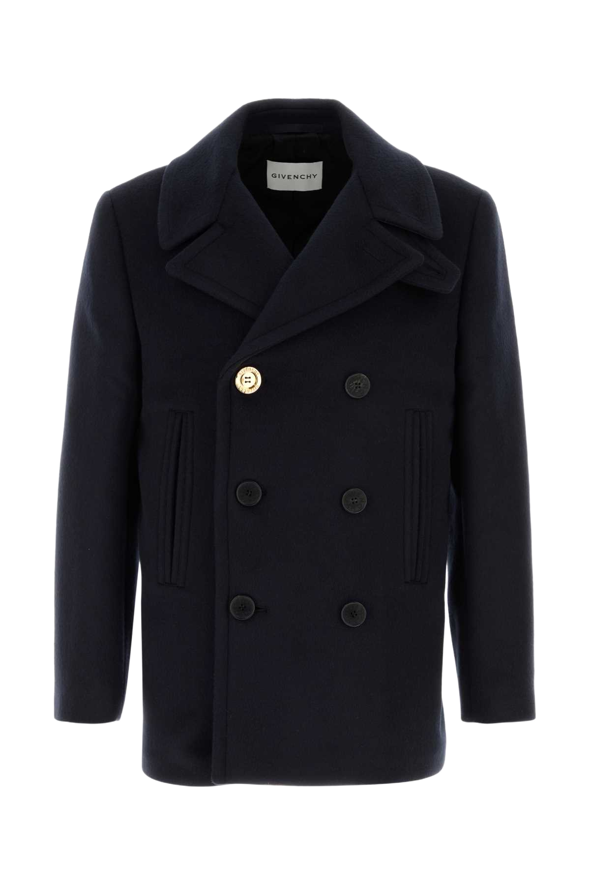 Midnight Blue Wool Coat Darkblue Cappotti