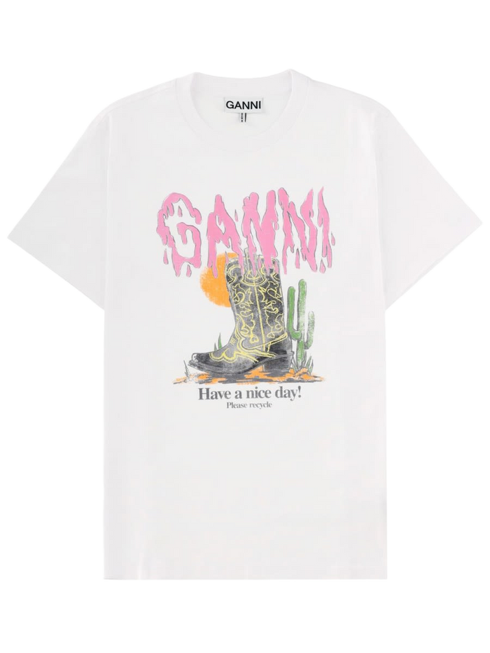 Western Boot T-Shirt White Organic Cotton T-shirts