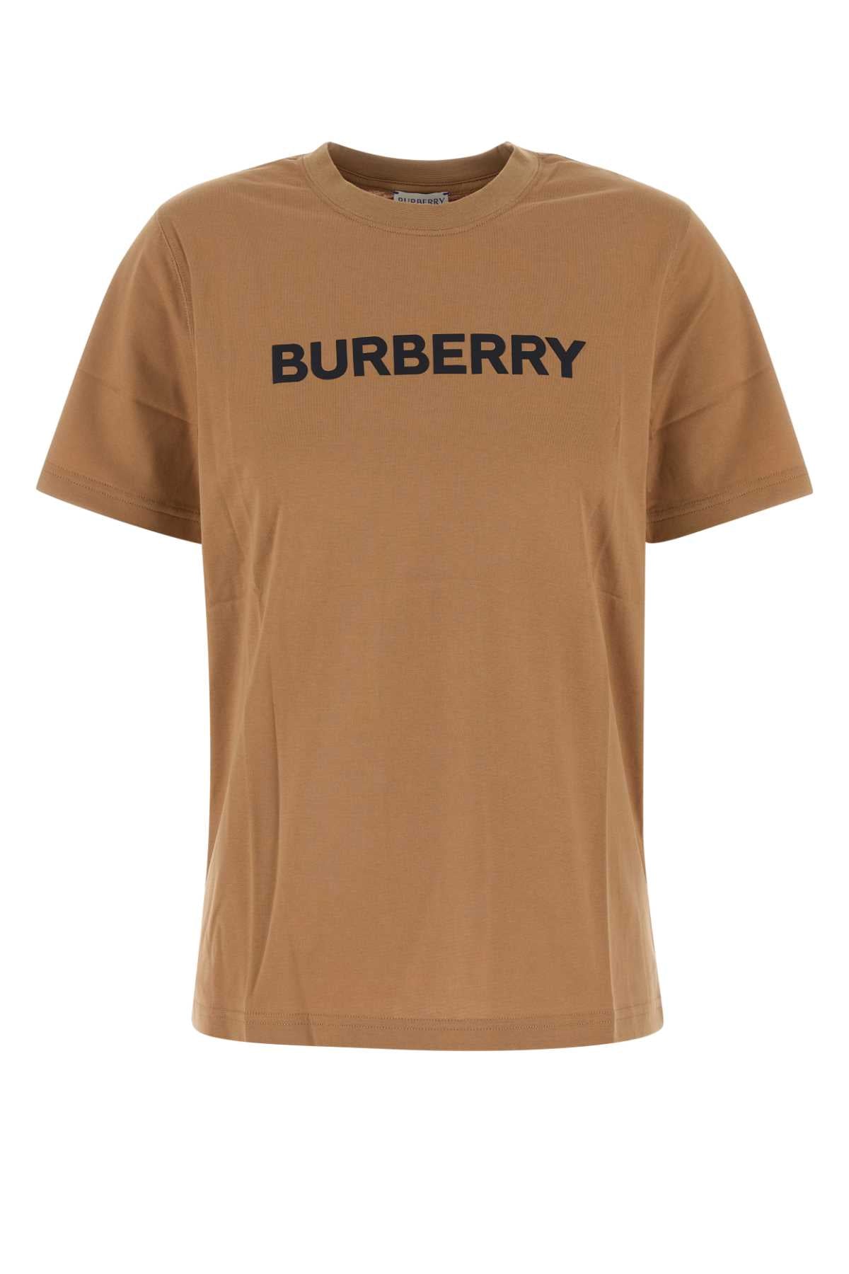 Biscuit Stretch Cotton T-Shirt Camel