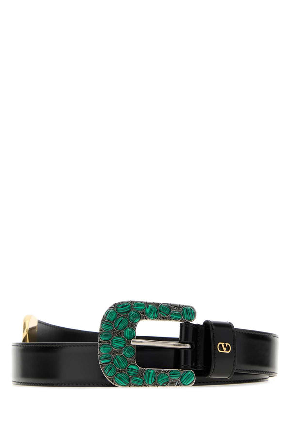 Valentino Garavani 100% Calf; Finishing: Antiqued silver brass belt in black