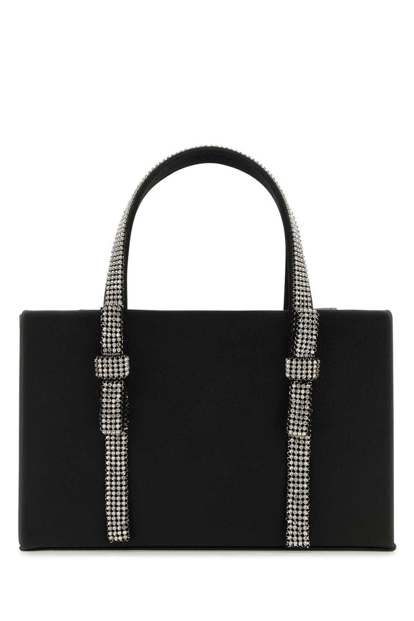 Kara Exterior: 100% Lamb top handle bag in black