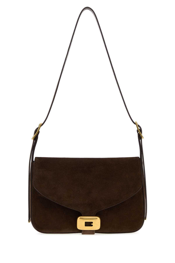 Balenciaga Should Exterior: 100% Calf. Lining: 100% Lamb. Finishing: Golden metal shoulder bag in brown
