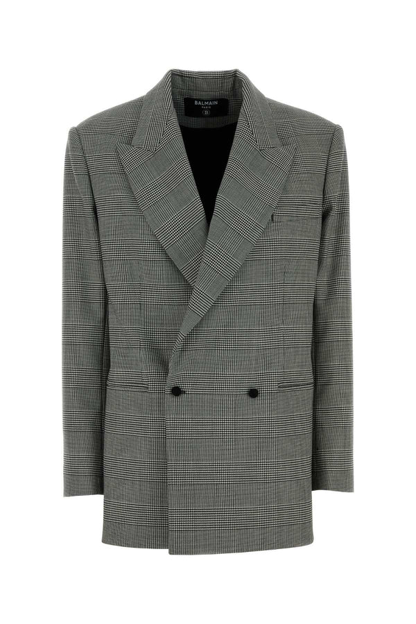 Balmain Wales 95% Virgin Wool blazer in gray