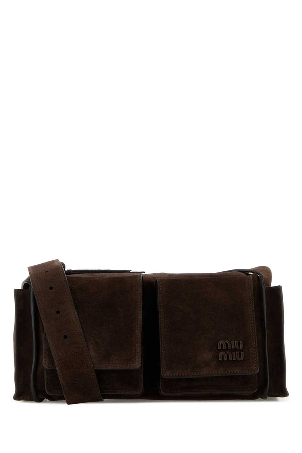 Miu Miu Exterior: 100% Suede crossbody bag in brown
