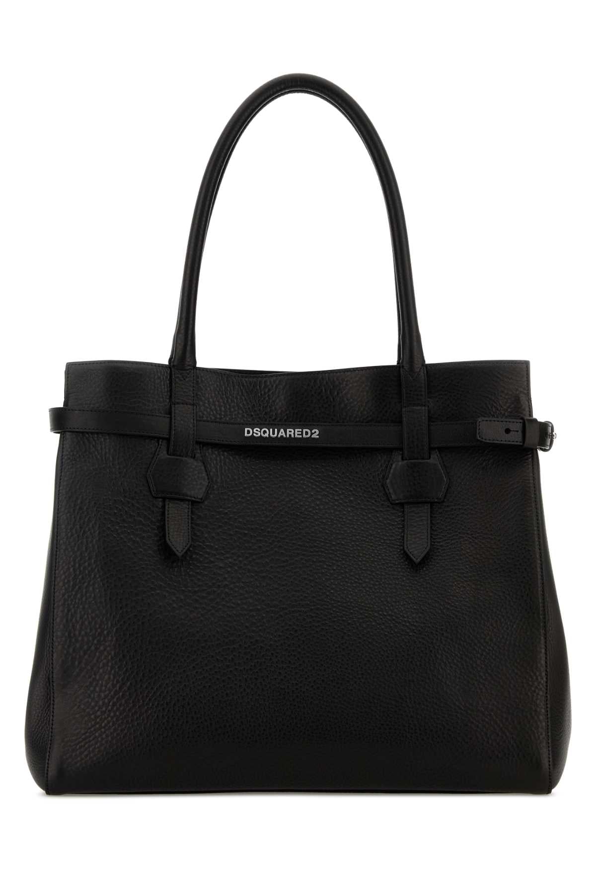 Black Leather Twin Shopping Bag Borse A Mano