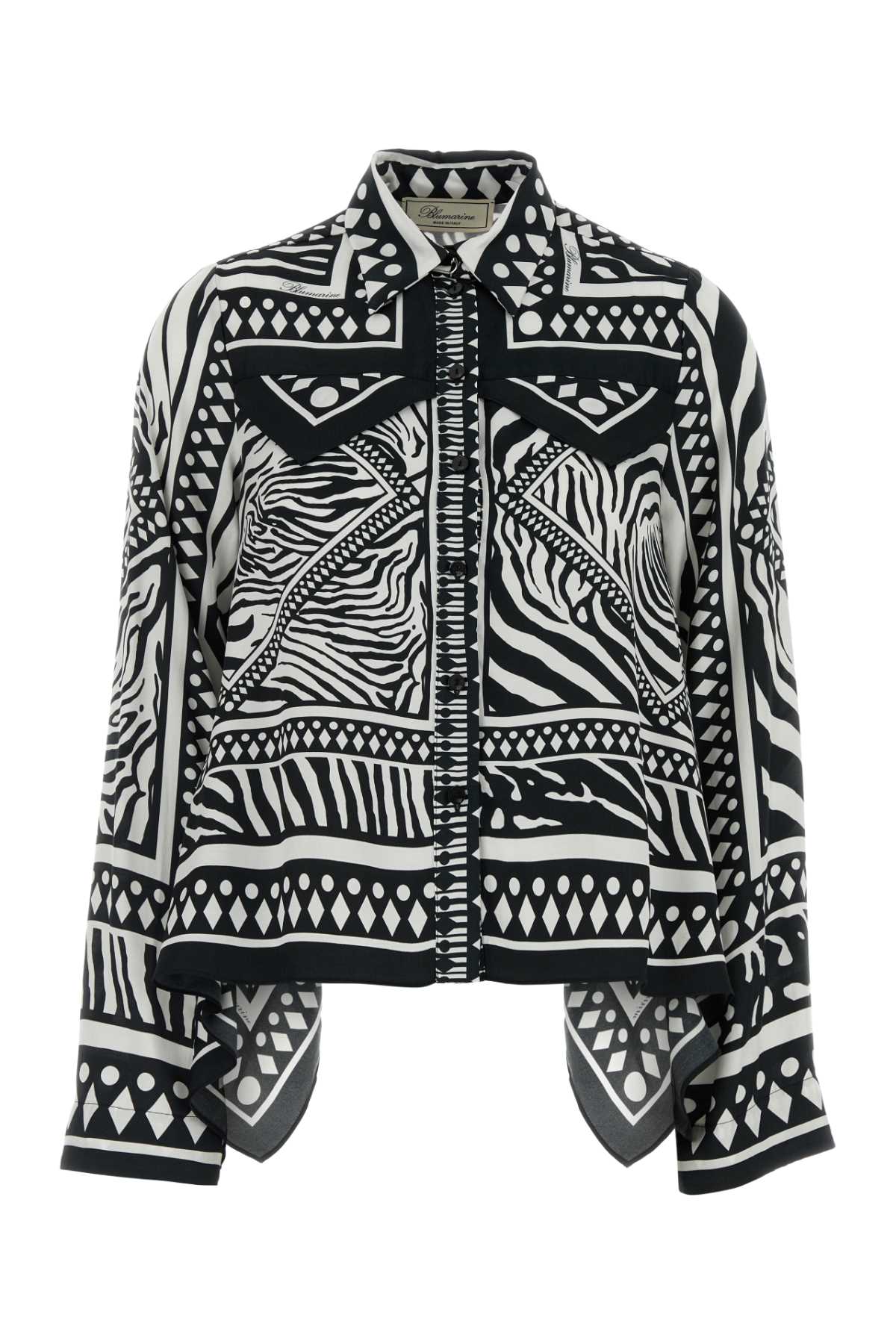 Printed Twill Shirt Whiteblack Exterior: Viscose Camicie