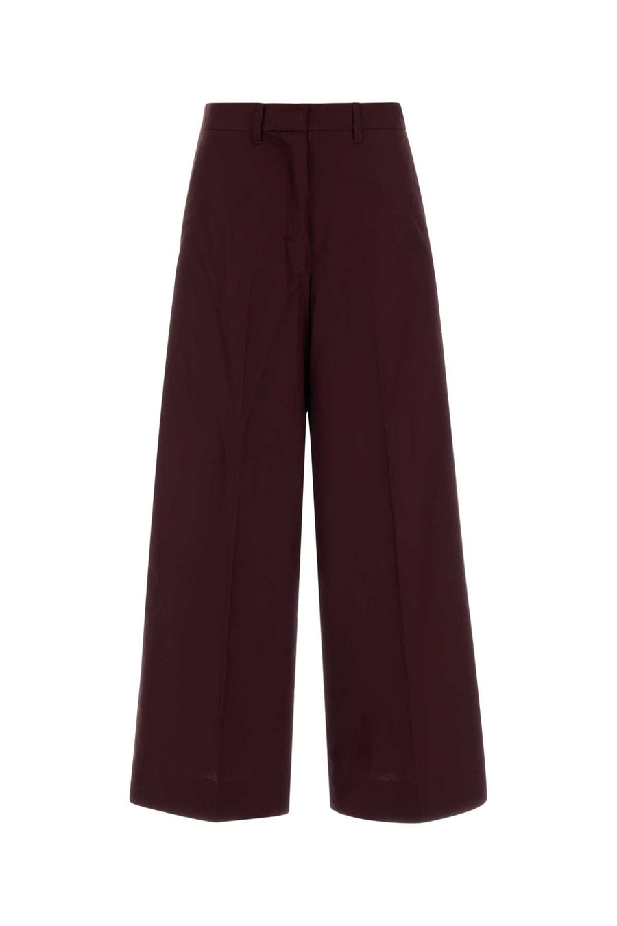 S Maxmara 100% Cotton trouser in aubergine