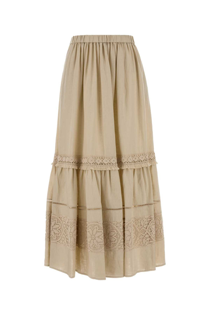 Beige Linen Pallore Skirt 006 Exterior: Gonne