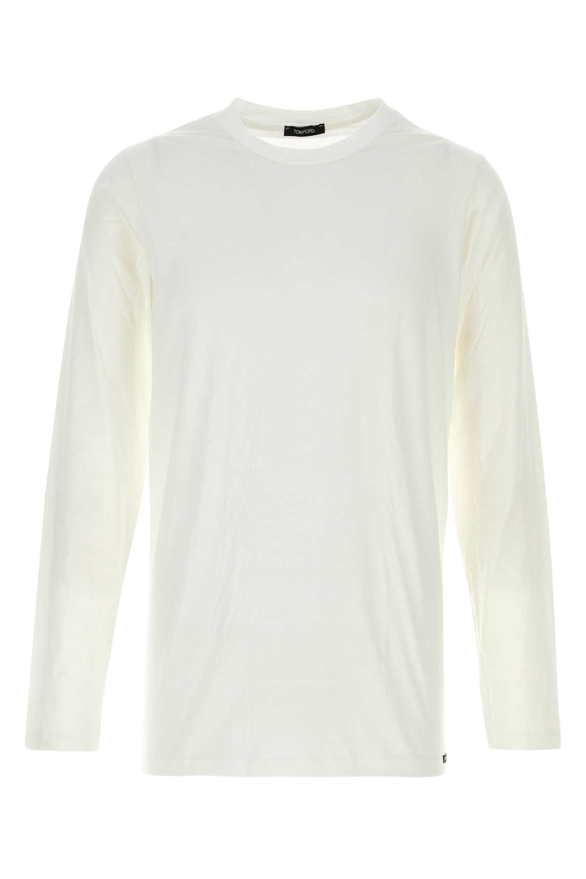 White Stretch Cotton Blend T-Shirt Co Md Ea