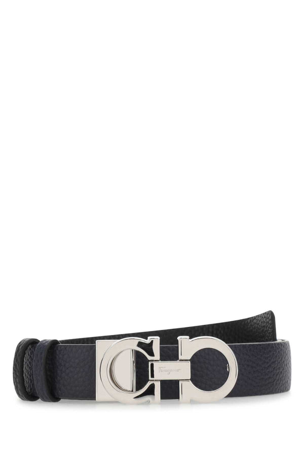 Ferragamo Mirtonero 100% calf leather belt in navy