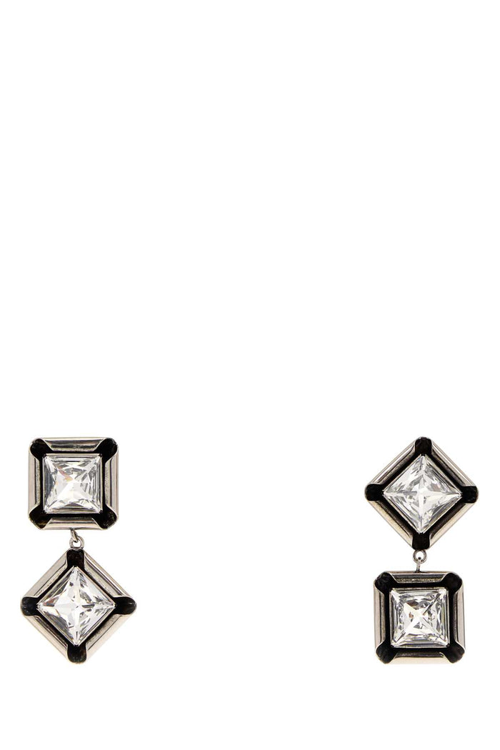 Silver Metal Deconstructed Crystals Earrings Anticsilvery Orecchini