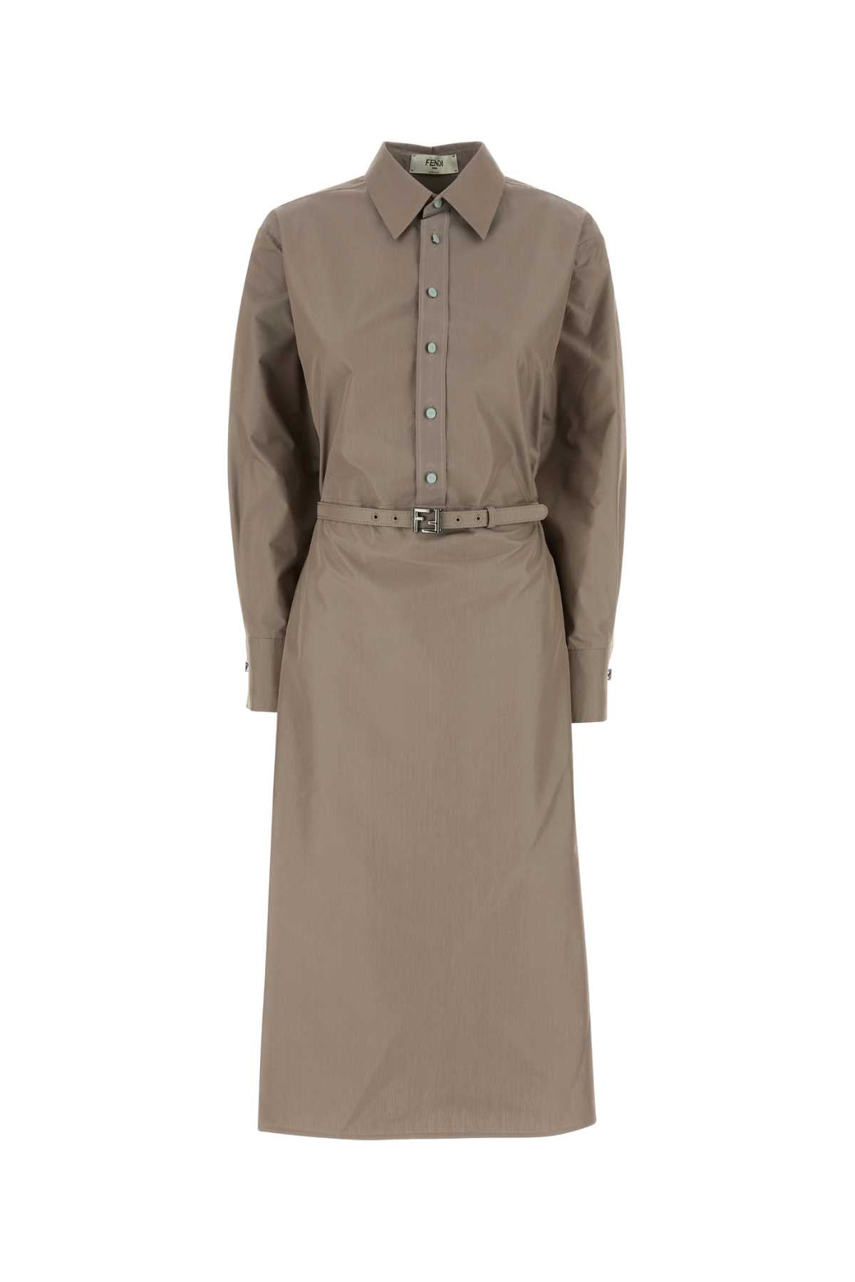 Cappuccino Poplin Shirt Dress Grey Exterior: Cotton Silk Abiti