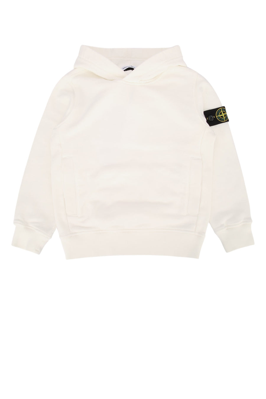 Stone Island Kids Sweater 100% Cotton hoodie in white