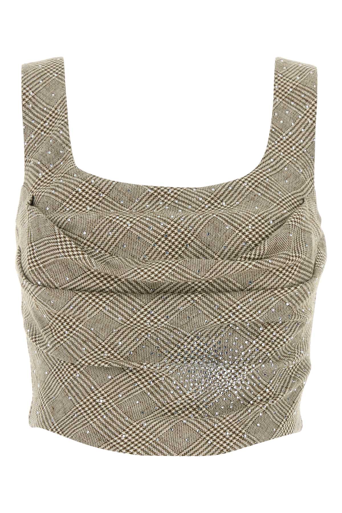 Embroidered Cotton Blend Bodice Beige Maglie