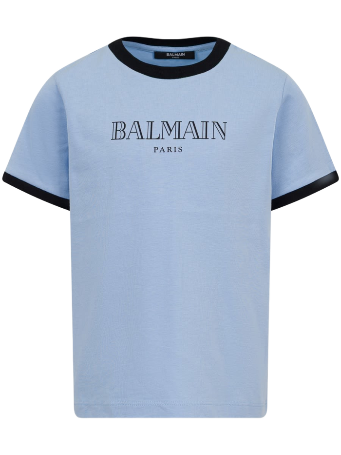 T-Shirt With Logo Baby Blue Cotton T-shirts