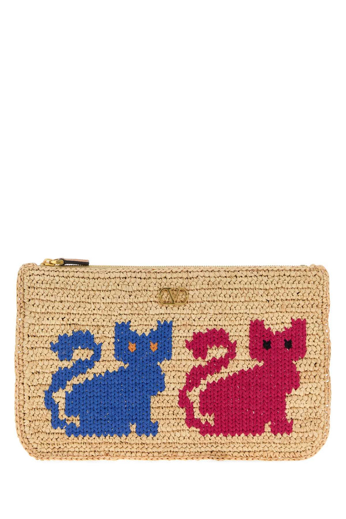 Raffia Vlogo Signature Clutch Naturalemulticolornaturalcamel