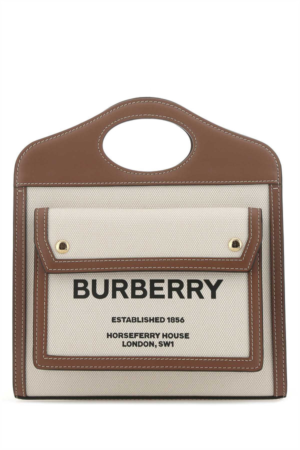 Burberry 92% cotton top handle bag in beige