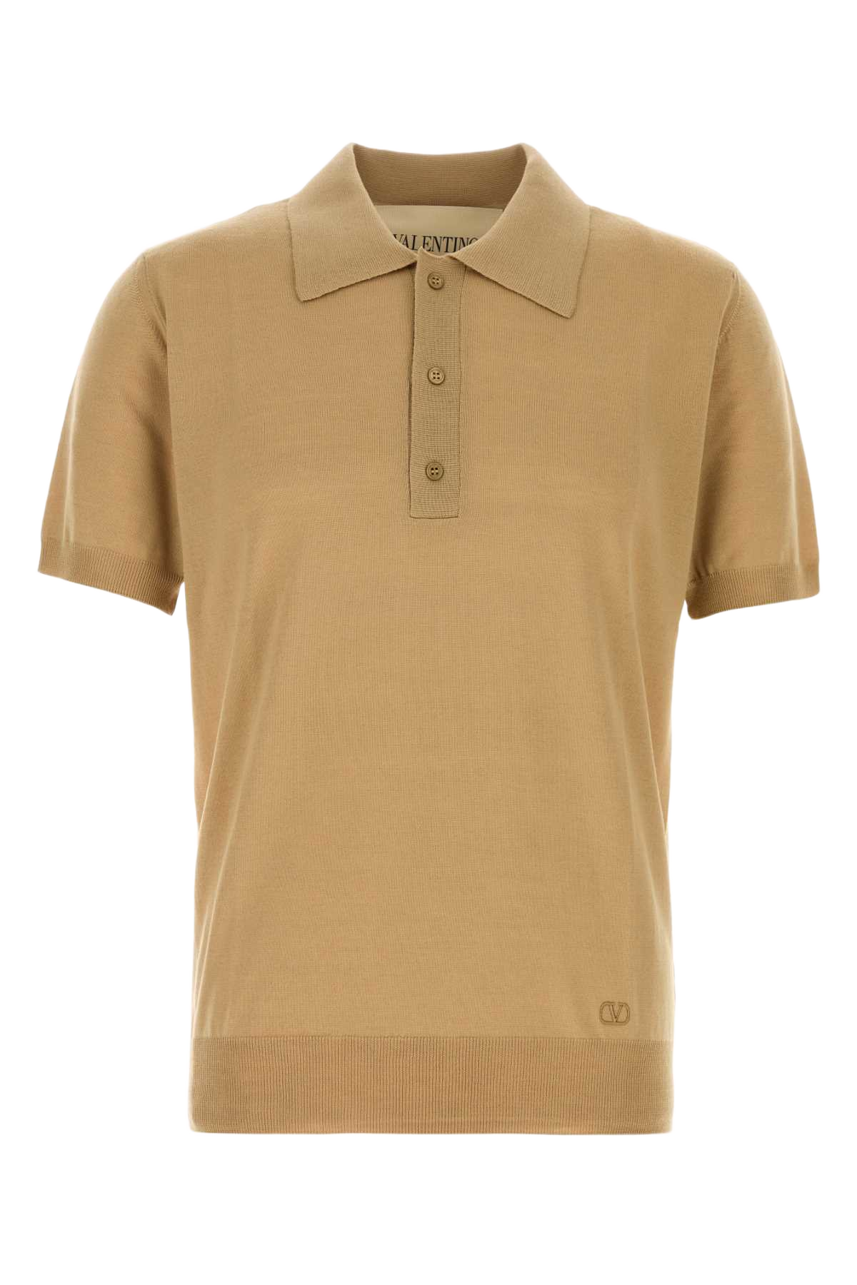 Camel Wool Polo Shirt Beige Virgin