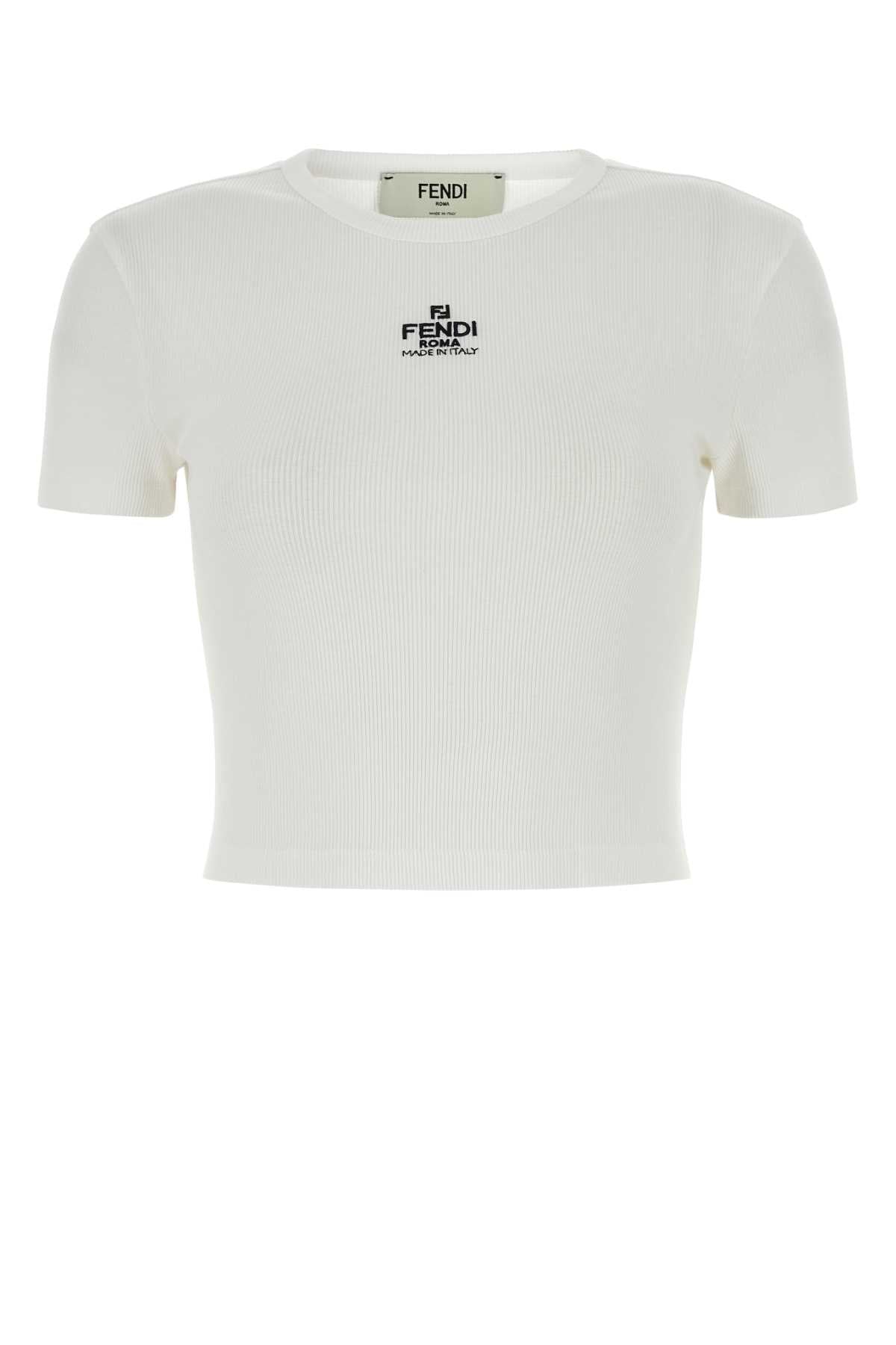 White Stretch Cotton T-Shirt Exterior: Elastane Maglie