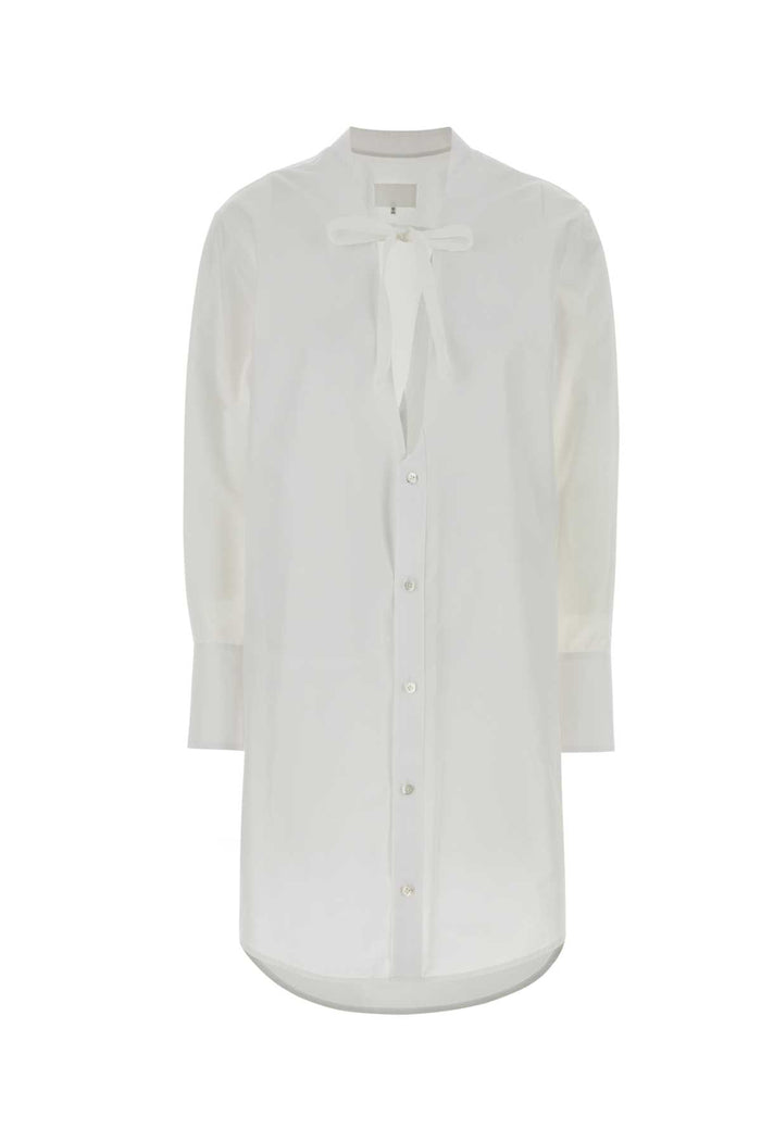 White Poplin Shirt Dress Exterior: Cotton Abiti