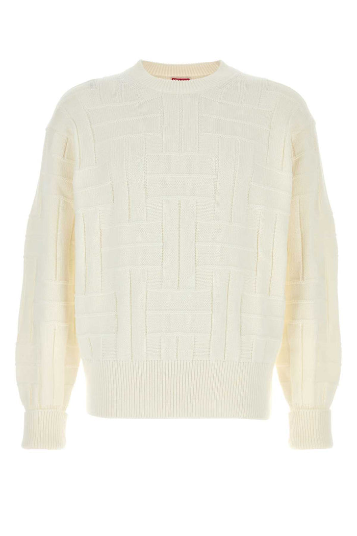 White Cotton Sweater Offwhite Exterior: Maglieria