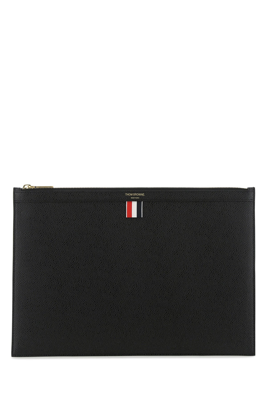 Thom Browne 100% calf full grain leather; lining 68% recycled polyester wallet in black