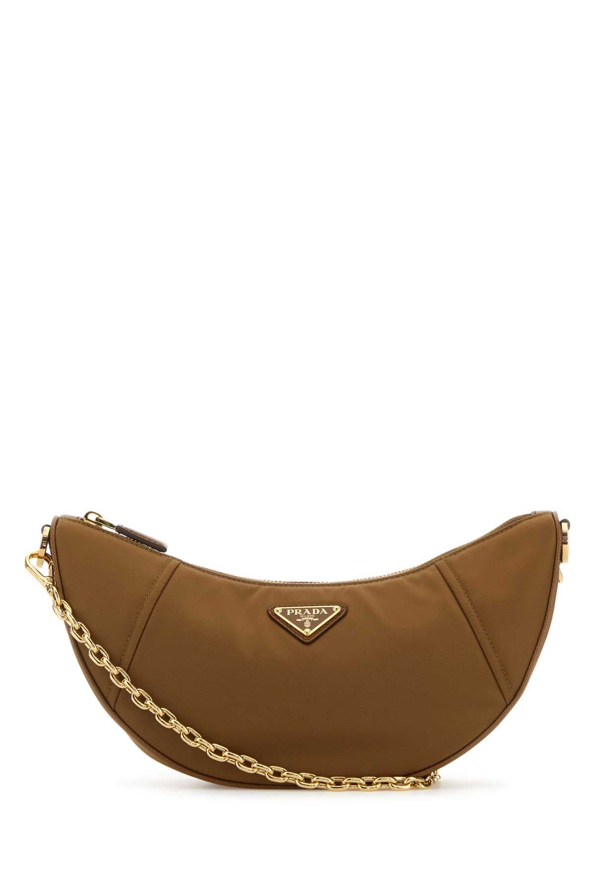 Camel Re-Nylon Prada Demi-Lune Shoulder Bag Brandy Poliammidericiclata-vitello Borse A Tracolla