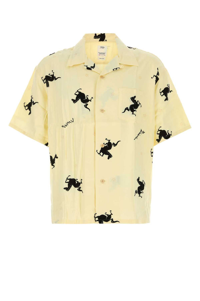 Printed Rayon Shirt Yellow Exterior: Camicie